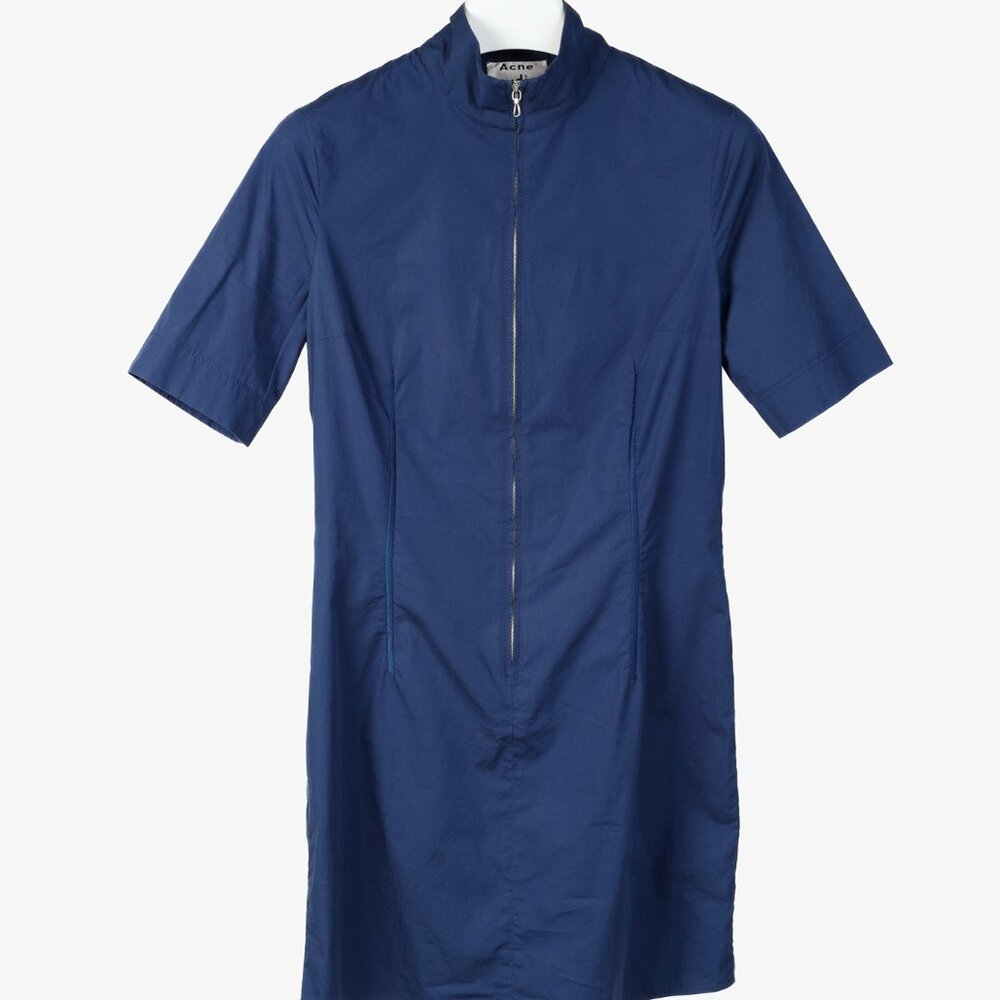Acne Studios SS/16 Rane Blue Poplin Full-Zip Mini Dress
